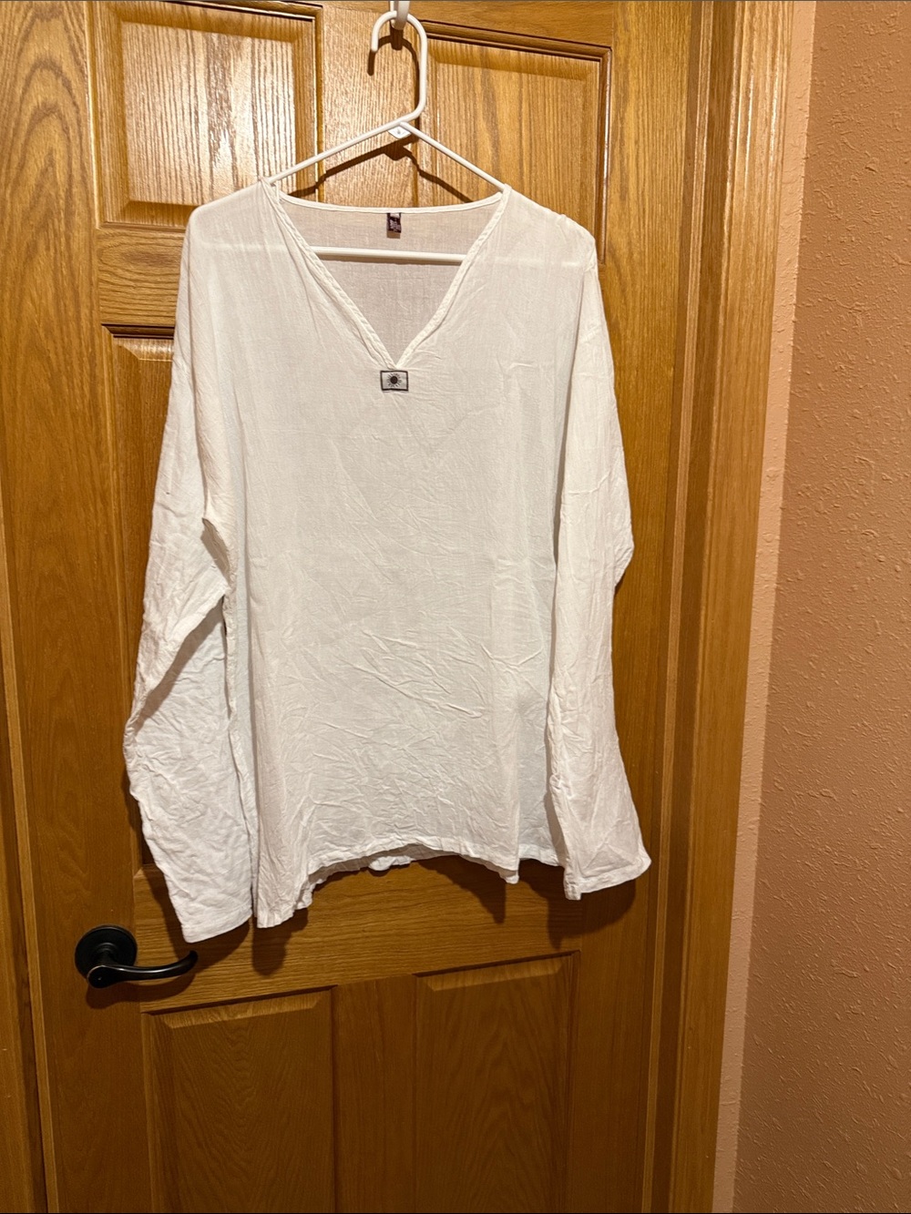 White V-Neck Long Sleeve Lightweight shirt